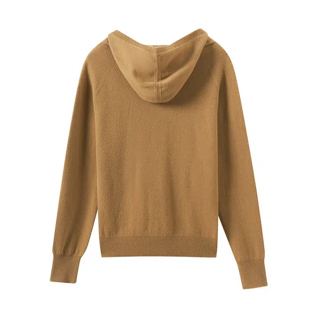 茵曼 休闲纯色连帽宽松毛衣 女款