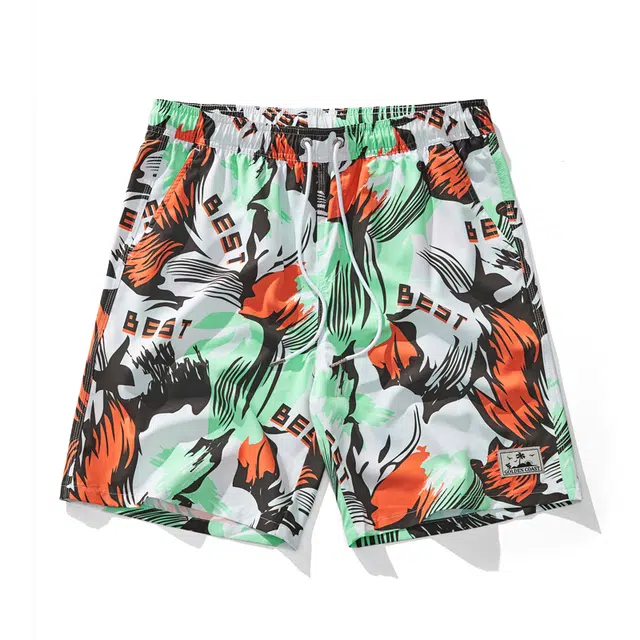 盖浪 满印中腰宽松薄款系带五分休闲短裤 男款 花色