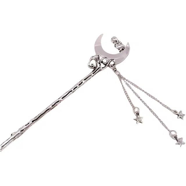 指尖瑰宝 新中式国风玉兔望月不规则流苏簪子小众发钗古风轻奢步摇古典唯美简约马面裙旗袍汉服发饰 亚克力 发簪 女款