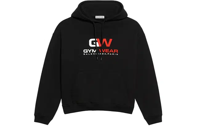 Balenciaga Letter Embroidered Hoodie Black