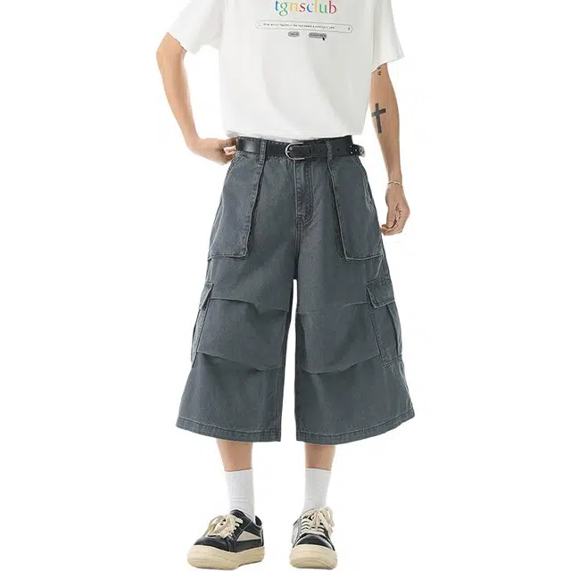 佐菲利 多口袋舒适百搭复古潮牌宽松工装休闲短裤 男女同款