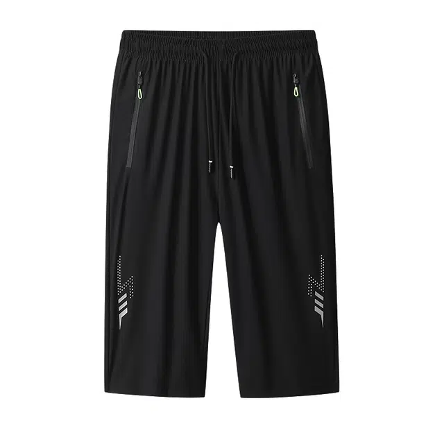 大白鲨 冰丝松紧高弹宽松舒适百搭七分休闲短裤 男款