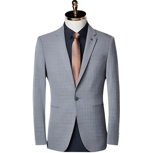 才子 修身格纹上衣透气下装西装套装 男款 灰色