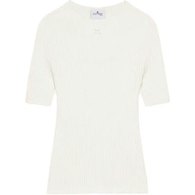 COURREGES SS25 SOLAR LIGHT RIB SWEATER Heritage White