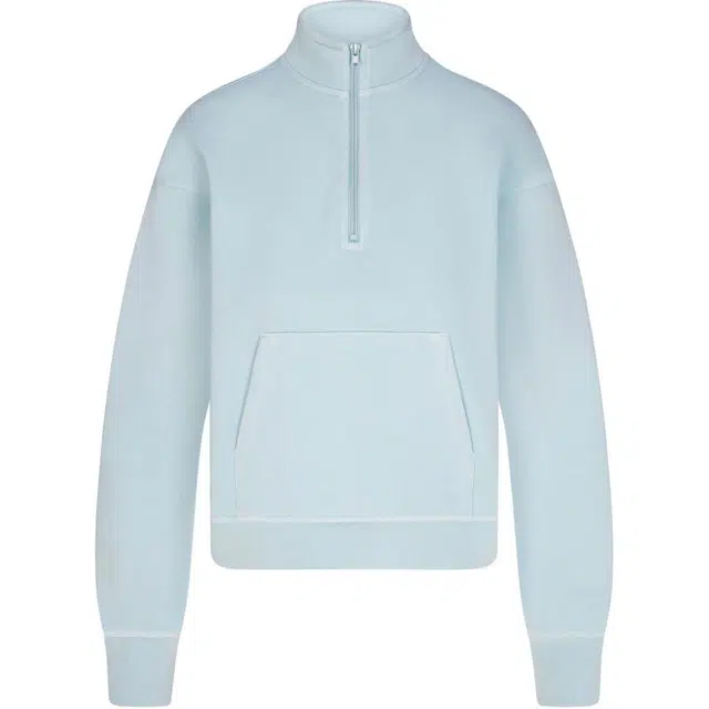 SKIMS SS24 FRENCH TERRY SHRUNKEN HALF ZIP OPAL