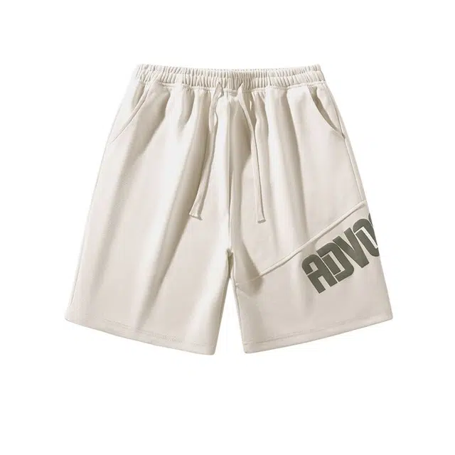 大白鲨 男士阔腿运动男夏季五分裤宽松字母印花裤子潮牌时尚男裤休闲短裤 男款