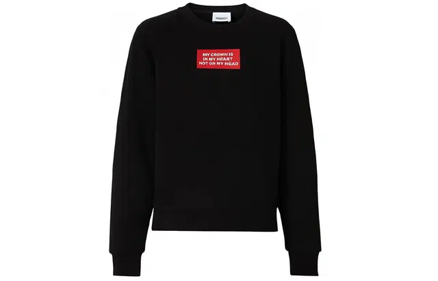 Burberry Slogan Print Sweatshirt Black
