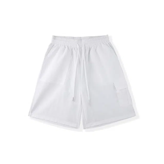我是大卫 日系纯色薄款高级感直筒小众设计简约百搭宽松五分休闲短裤 男女同款 白色
