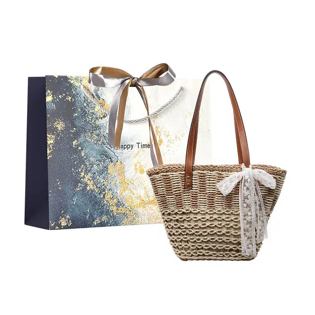 伊曼家 精致蝴蝶结编织度假高级感 草编 单肩包 女款 多色