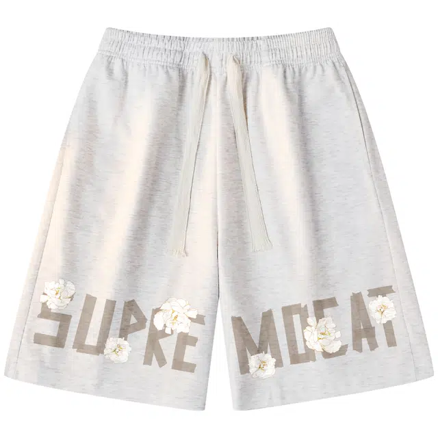 吾皇猫 美式复古学院风基础款五分裤子英文字母印花跑步运动舒适透气宽松直筒休闲短裤 男女同款