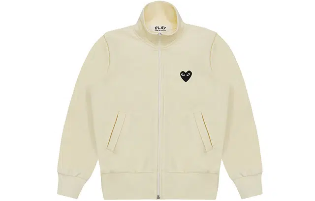 CDG Play Black Heart Zip-Up Sweatshirt White