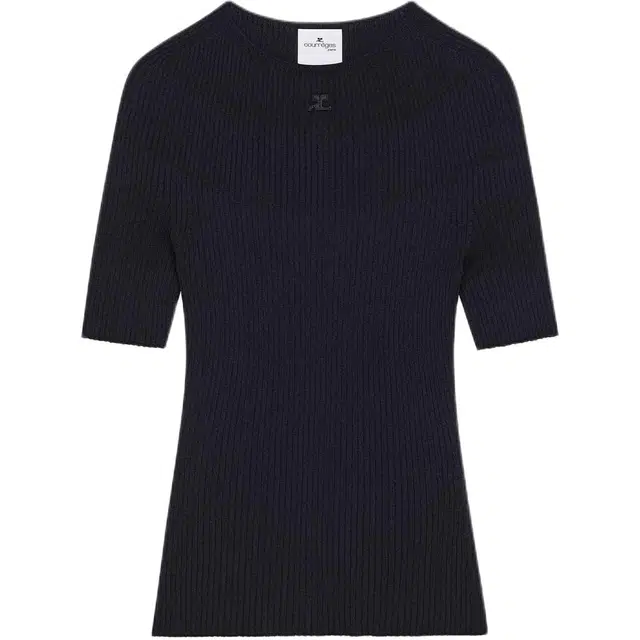 COURREGES SS25 SOLAR LIGHT RIB SWEATER Navy