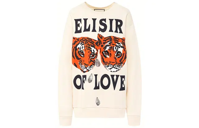 GUCCI Tiger Head Print Sweatshirt White