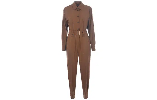 MaxMara Waist-Cinched Jumpsuit Camel