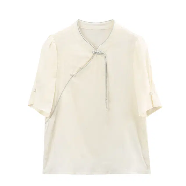 苏醒的乐园 休闲薄款立领宽松短袖衬衫 女款 米色