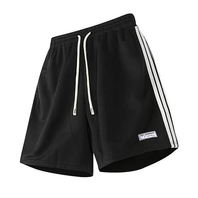 吾皇猫 美式条纹宽松直筒五分休闲短裤 男女同款