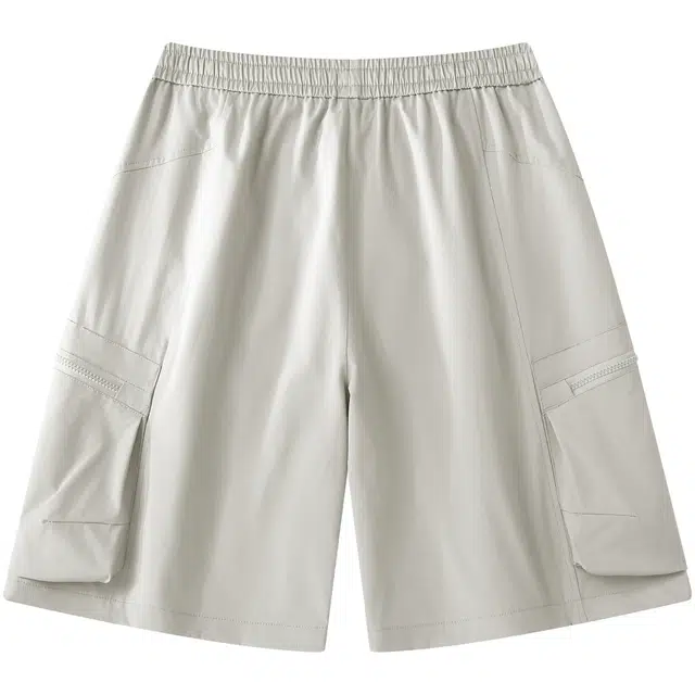 吾皇猫 美式复古简约百搭五分裤潮流中腰系带宽松直筒舒适透气裤子多口袋工装休闲短裤 男女同款