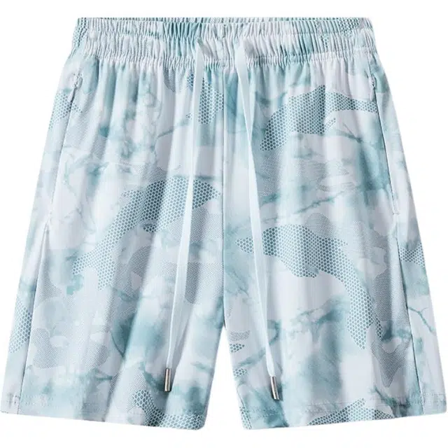 大白鲨 冰丝时尚速干户外透气跑步宽松迷彩运动休闲短裤 男款