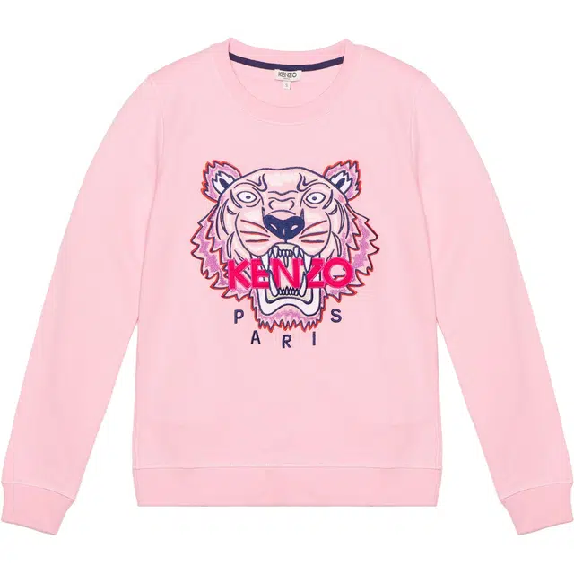 KENZO Tiger Embroidered Pullover Sweatshirt Pink