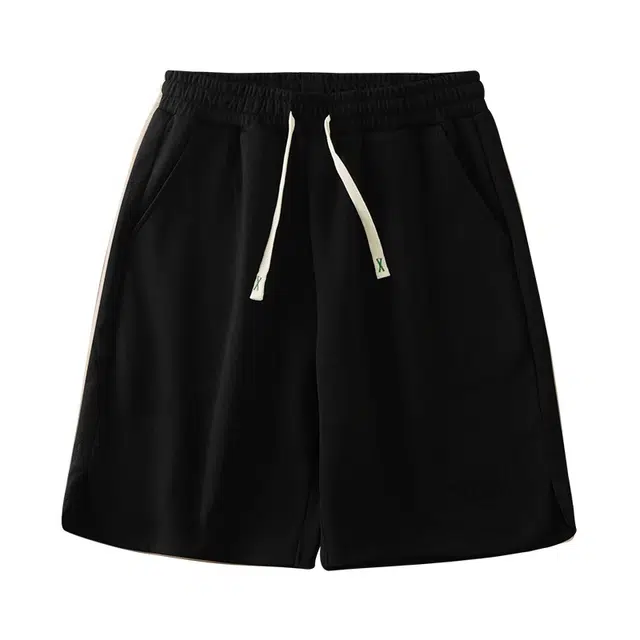 杜克恩 美式松紧腰纯色宽松休闲短裤 男女同款