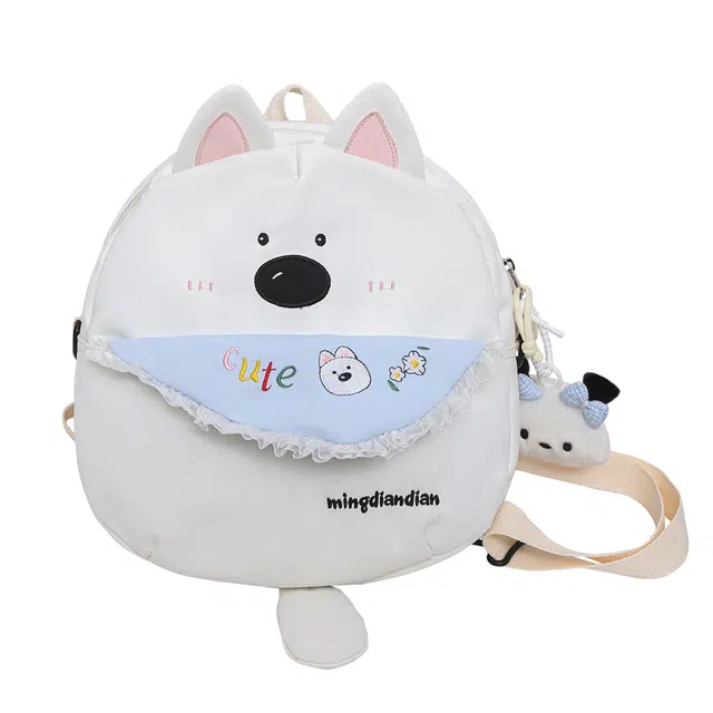 笛贝嘉 可爱小众设计感减龄多用包学生上课包 尼龙 双肩包 女款 白色/卡其色