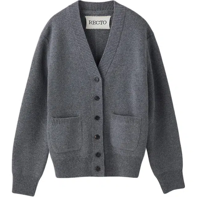 RECTO FW24 RUTH COMPACT KNIT CARDIGAN MELANGE GREY