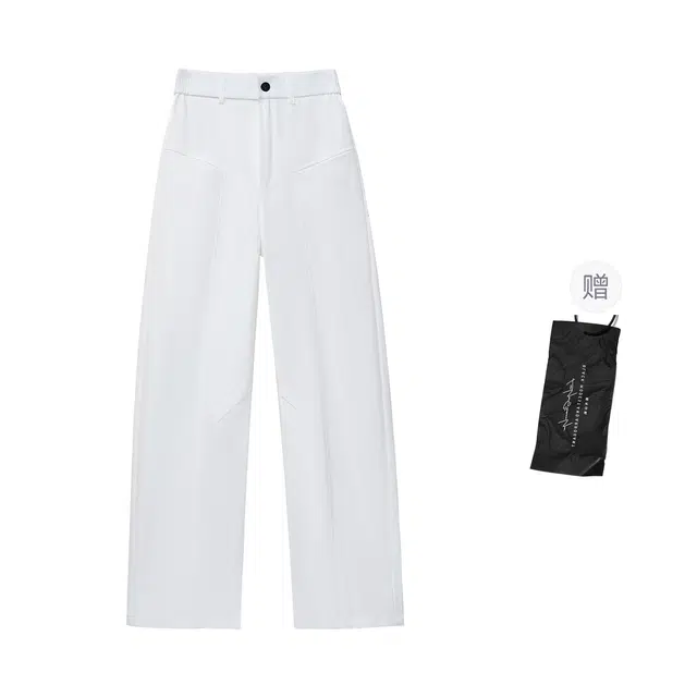 陆与山屿 美式拖地街头宽松直筒休闲裤 男女同款 白色