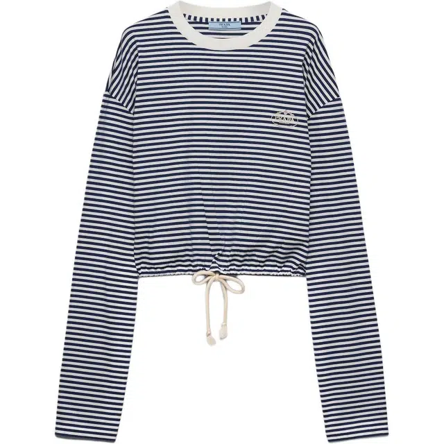 Prada Striped Knit Long Sleeve Tee Navy