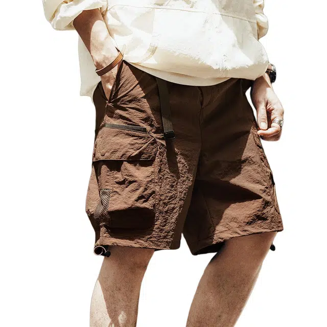 格蓝鹿 宽松薄款防水速干透气工装五分裤子休闲短裤 男女同款