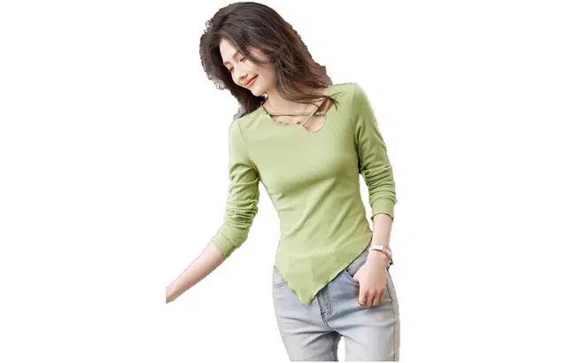 【dme】纯色不规则长袖针织衫 女款