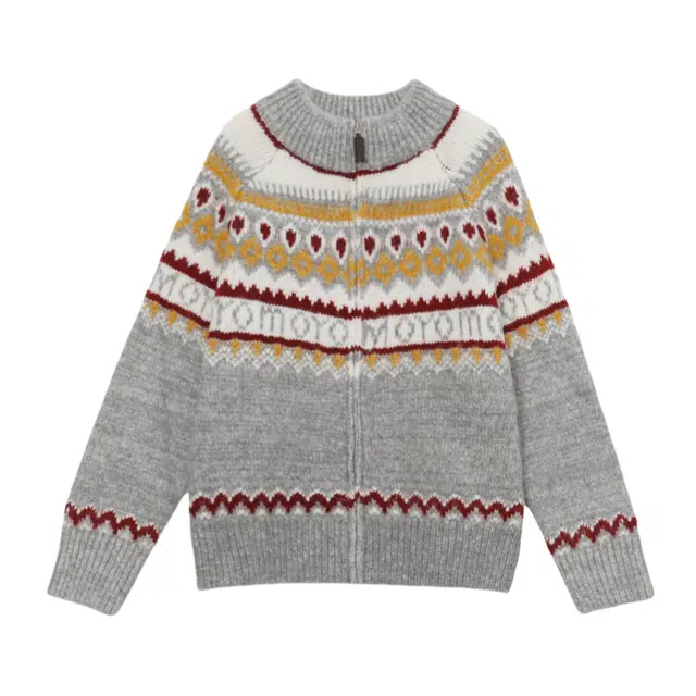 柏黛妃 外穿慵懒加厚立领拉链开衫针织衫 女款 灰色