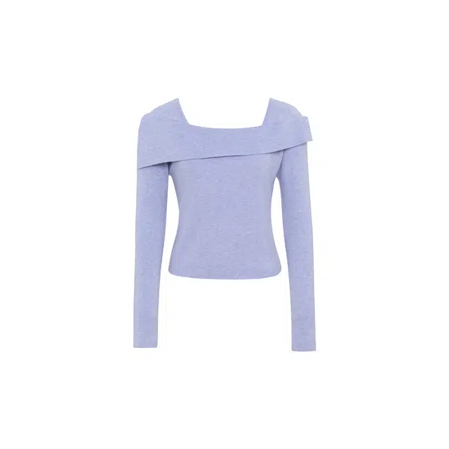 美洋 纯色方领短款修身长袖针织衫 女款