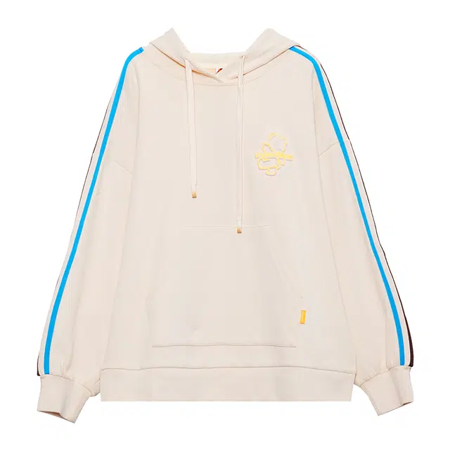 木果果木 舒适撞色条纹连帽宽松卫衣 女款