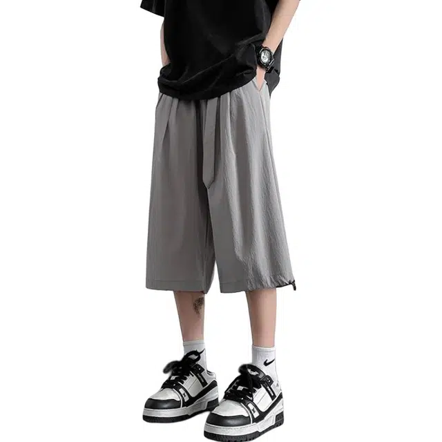 颂希尔 美式潮牌宽松简约直筒阔腿休闲短裤 男女同款