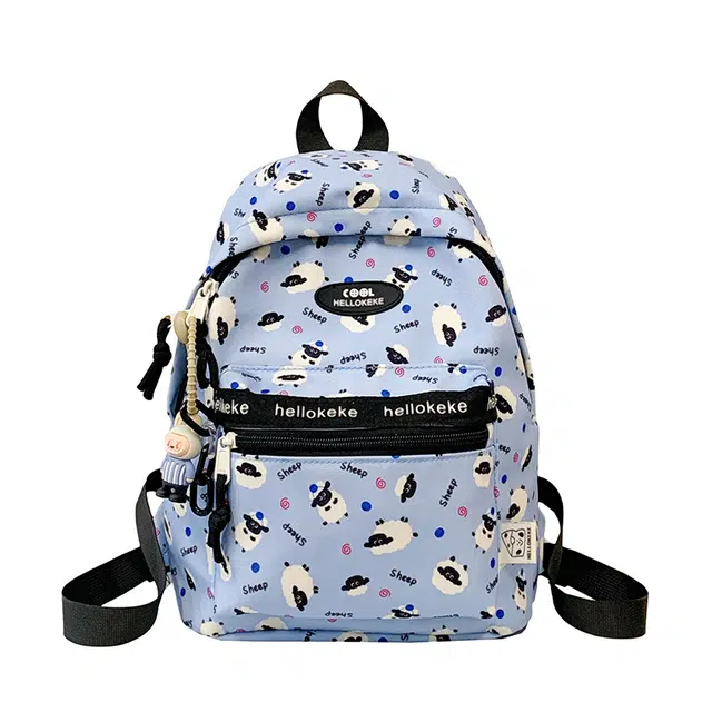 揽月 小清新原宿轻便 尼龙布 双肩包 女款 蓝色/白色/白配棕/白配蓝