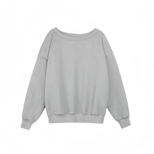 木清清 设计感小众宽松套头慵懒露肩卫衣 女款 灰色