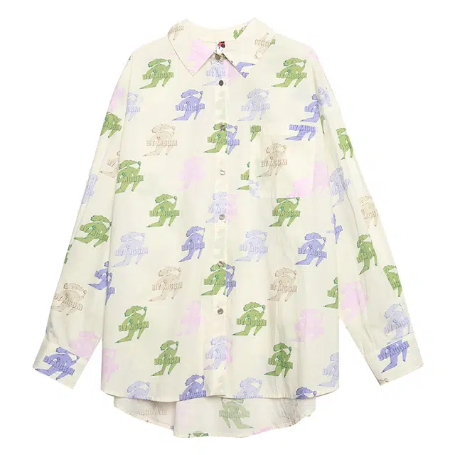 木果果木 翻领宽松单排扣简约设计感长袖衬衫 女 花色