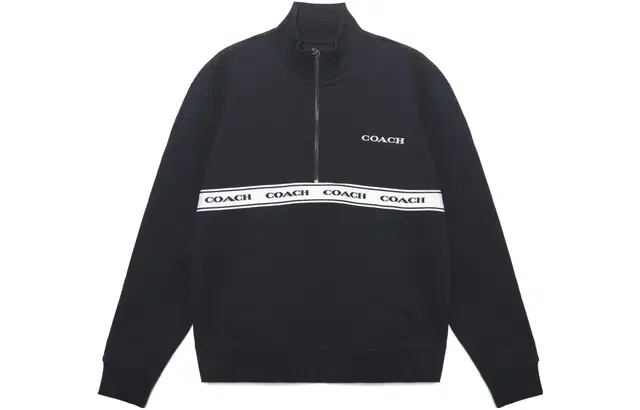 COACH FW22 Letter Print Half-Zip Sweatshirt Navy
