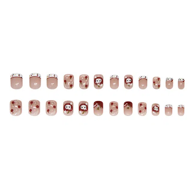 馨枕居 波点卡通星星  穿戴甲 短方裸色晕染 可爱