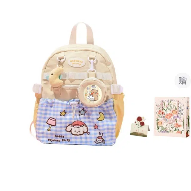 捷朗仕 大容量甜美可爱小清新带耳机收纳包 涤纶（聚酯纤维） 双肩包 常规 女款 多色