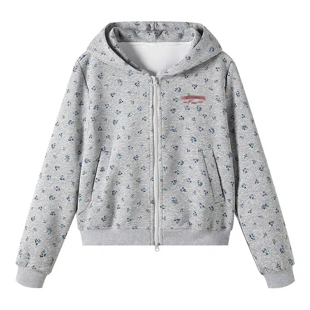 木清清 气质时尚亲肤百搭的春秋连帽与美式复古短外套卫衣 女款