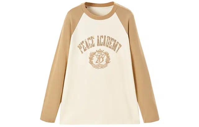 太平鸟女装 复古撞色字母印花圆领套头长袖针织衫 女款