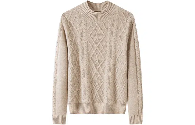 恒源祥 半高领绞花厚款保暖纯羊绒衫 女款