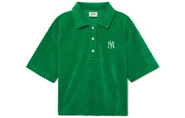 MLB Women Basic Terry Polo T-Shirts New York Yankees LogoPolo