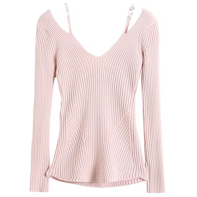 Fusheng V-Neck Slim Knit Top