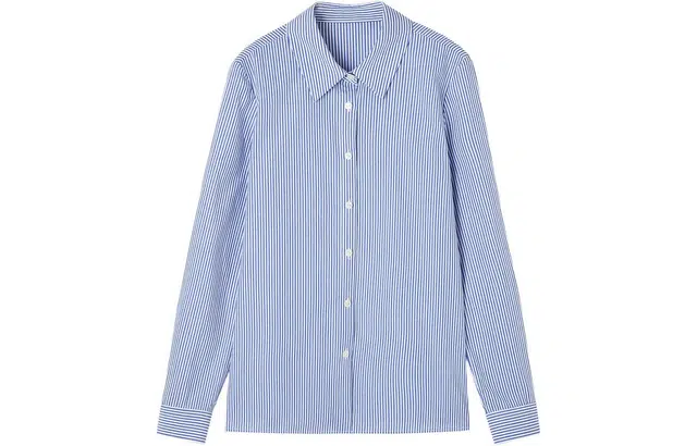 【dme】 尖领条纹纽扣长袖衬衫 女款