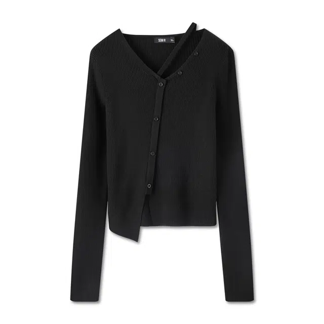 森马 不对称小心机紧身长袖针织衫 女款 黑色