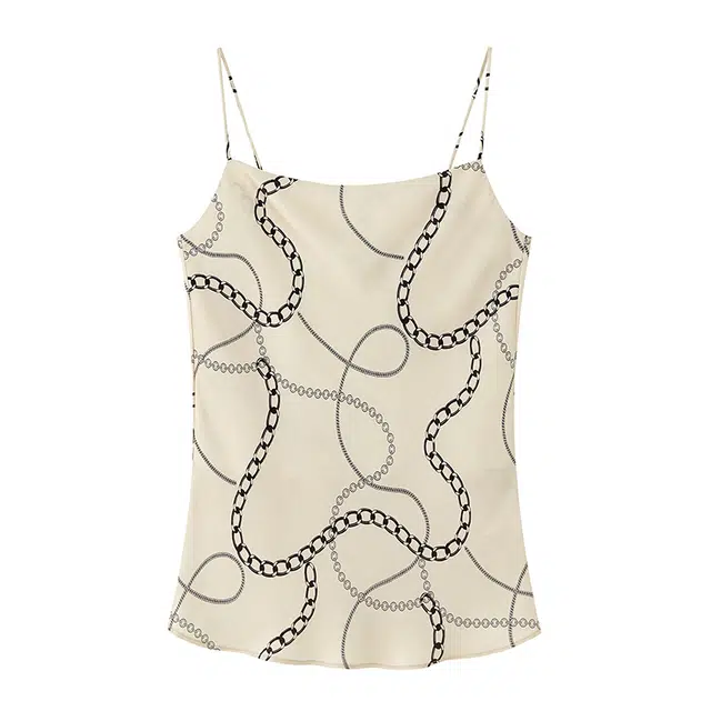 周淼 通勤条纹修身套头吊带 女款 米金