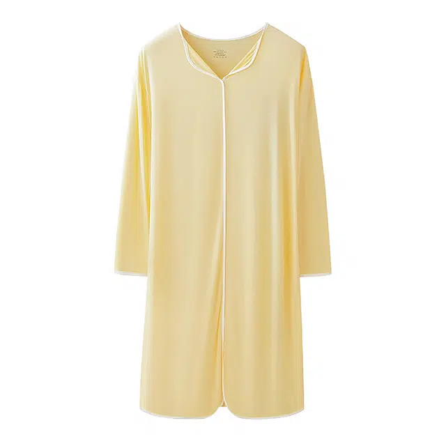 对你的私语 纯色薄款长袖中长款家居服休闲可外穿睡裙 女款