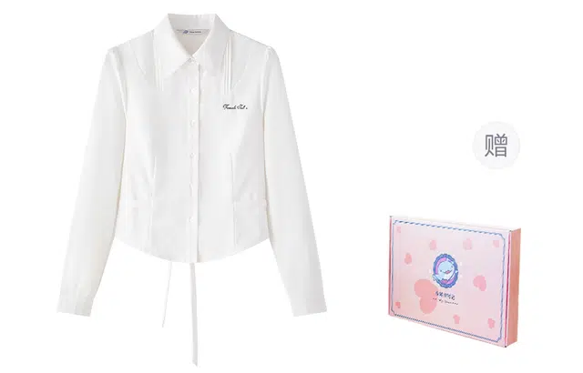 东鲸岁时记 学院风开学季收腰修身通勤千金风法式气质小衫松弛感长袖衬衫 女款 白色